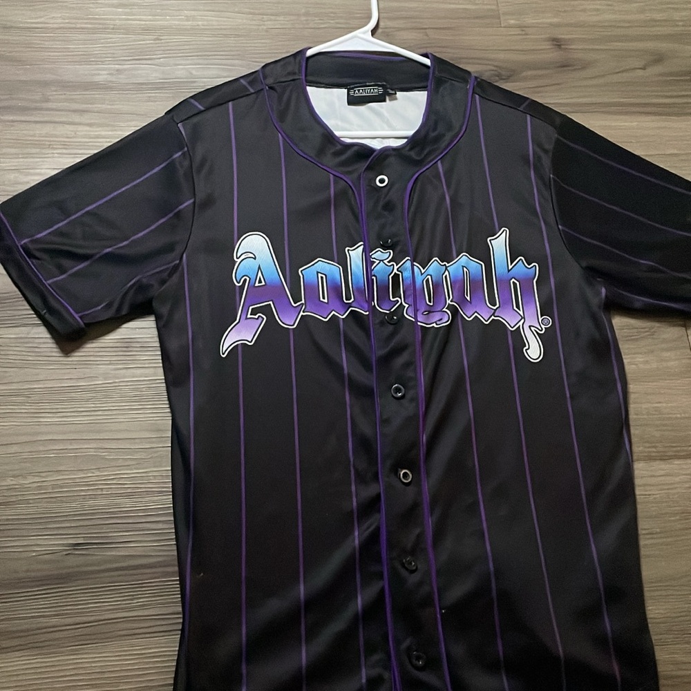 Black and Purple Graphic Button-Up Jersey